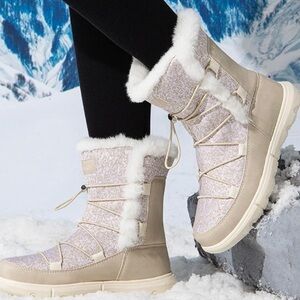 BURUDANI Women's Cozy Faux Fur Lined Lace-Up Winter Snow Boots